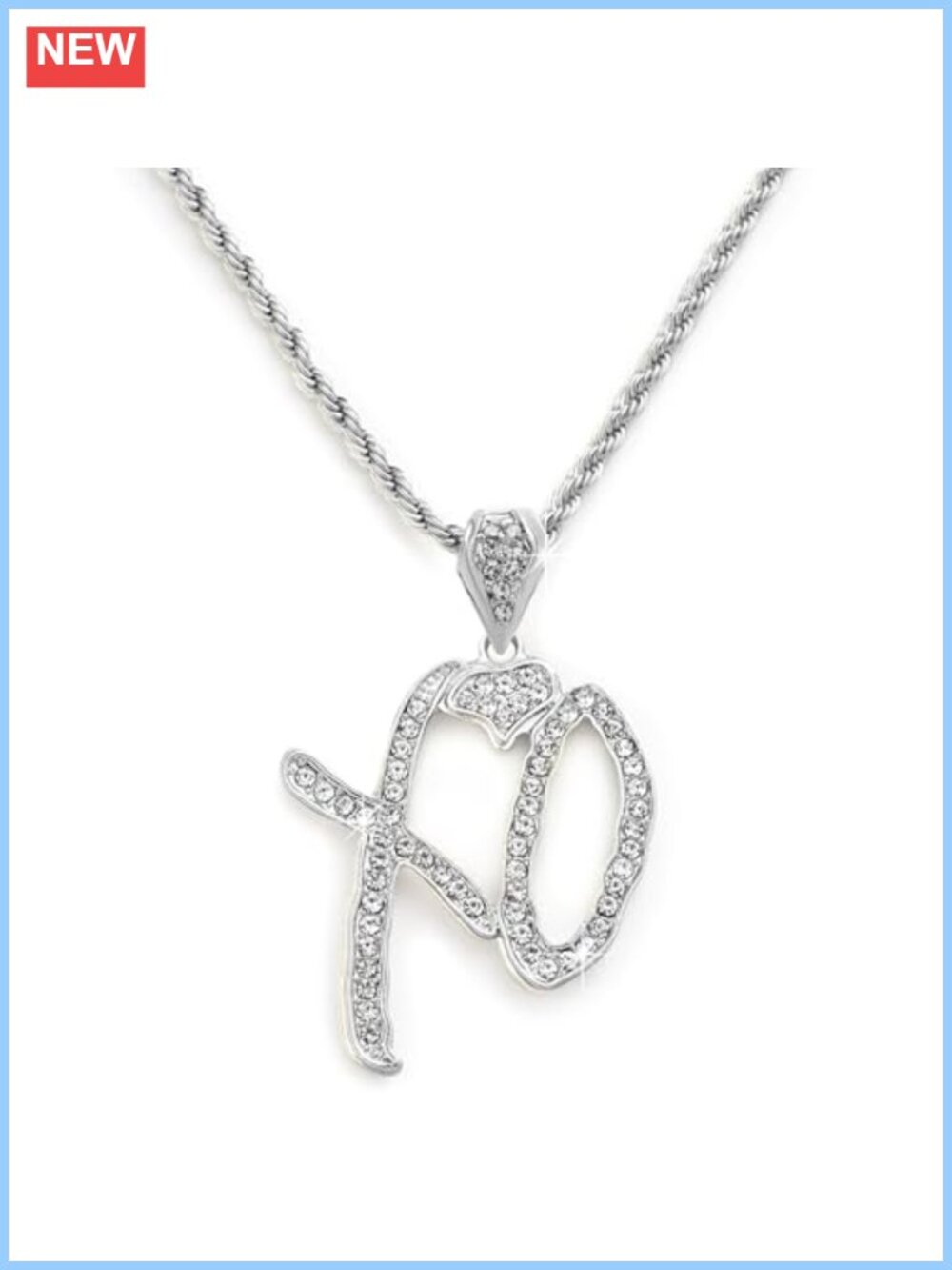 Iced Out 'XO' Letter Pendant Necklace Hip Hop Cubic Zirconia